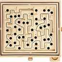 STERLING Wooden Labyrinth Marble Maze Game, Large 12.75" x 11.5" Tilt Maze Game Board with 60 Waypoints and Marble Balls Included, for Kids and Adults 6 Years and Up