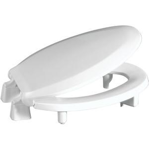Centoco 3 inch Raised Toilet Seat for Seniors, Elongated, Closed Front with Cover, Plastic, Made in the USA, 3L800STS-001, White