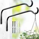 Durable Plant Hangers Brackets: 2 Pack 12 Inch Outdoor Metal Hanging Plant Brackets - Rustproof Wall Hooks for Hanging Flower Basket Bird Feeders Wind Chimes and Lanterns