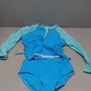 Oranchids Girls Rash Guard Swimsuit Long Sleeve Swimsuit Two Piece Color Block Ruched Bathing Suit Zip Girls' Swimwear 7-14Y (7-8 Years, Blue)