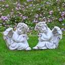 Angel Statue Garden Decor for Outside Solar Yard Art Outdoor Decorations Patio Porch Home Lawn Ornaments Christmas Light up Figurine Backyard Memorial Gift Idea Mom Mother Grandma