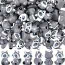 Seenelling 50 Pcs Mini Raccoon Figurine Bulk Resin Miniature Tiny Animals Figures Small Little Cute Raccoon Home Decor for Cabin Lodge Rustic Cake Toppers Desktop Home Decor(Sit)