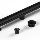 Linear Shower Drain 24" Matte Black 304 Stainless Steel | Fast Drainage | Tile Inserted | Stainless Floor Drain Grate | Hair Strainer | Drain Key | The Upgrade for Your Bathroom (24 Inch)