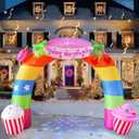 11FT Rainbow Birthday Arch Outdoor Inflatable Decoration, Build-in LED Lights, Arch Blow up Outdoor Yard Decorations for Birthday Party Indoor Home Celebration Garden Lawn