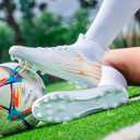 breooes Mens Soccer Cleats Football Boots Womens Professional Training Soccer Shoes Big Boys Girls (White)