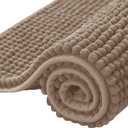 SUBRTEX Bathroom Rugs Chenille Bath Rug Soft Short Plush Bath Mat Soft Shower Mat Water Absorbent Shower Mat Quick Dry Machine Washable(Taupe Brown,16" x 24")