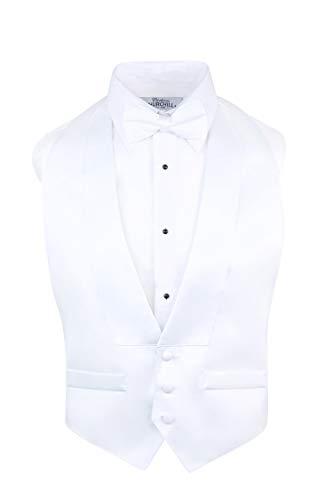 White Low Cut Satin Backless Tuxedo Vest & Bow Tie (Small-XLarge)