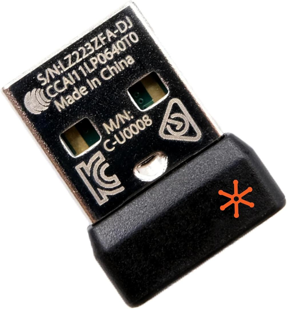 New USB Dongle Unifying Receiver for Mouse and Keyboard Compatible for Any Logitech Product that Display The Unifying Logo (Orange Star, Connects up to 6 Devices)