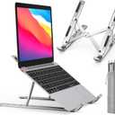 ivoler Laptop Stand, Laptop Holder Riser Computer Tablet Stand, 6 Angles Adjustable Aluminum Ergonomic Foldable Portable Desktop Holder Compatible with 10-15.6 MacBook,iPad, HP, Dell, Lenovo Silver