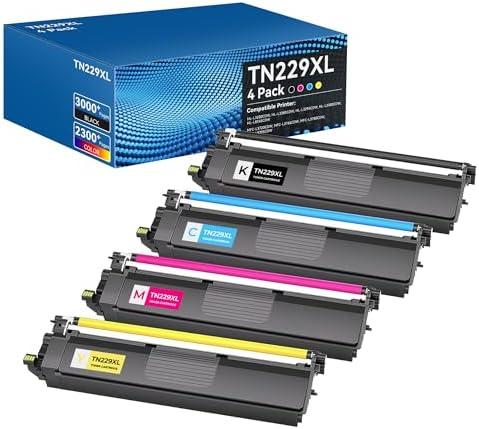 Amazon.com: TN229XL Toner Cartridges High Yield MFC-L3720CDW MFC-L3780CDW Toner Compatible for Brother TN229XL TN229 Toner Cartridges for Brother HL-L3280CDW HL-L3220CDW HL-L3300CDW Printer(BK/C/M/Y,4 Pack) : Office Products