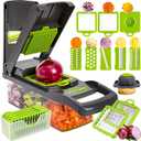 16-in-1 Vegetable Chopper & Mandoline Slicer  Multifunctional Food Chopper with Container, Vegetable Cutter, Dicer & Spiralizer for Onion, Salad & Fruits  Kitchen Gadget Essential