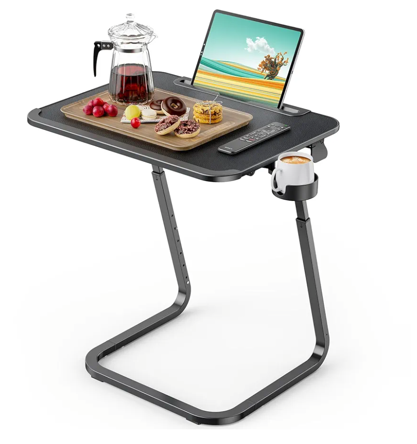 SAIJI TV Tray Table - Heavy Duty Extra Large TV Trays, Upgraded Dinner Trays for Eating on Couch, Tilt & Height Adjustable Snack Table Laptop Desk for Sofa, Bedside and Recliner, Black 