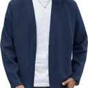 Mens Knit Cardigan Loose-Fit Shawl Collar Open Front Casual Vintage Sweater (Navy, XL)