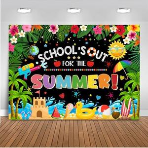 Mocsicka School's Out for The Summer Backdrop 7x5ft Kids Class Summer End of School Year Theme Background Congrats Kindergarten Preschool Primary School Graduation Decoration Supplies
