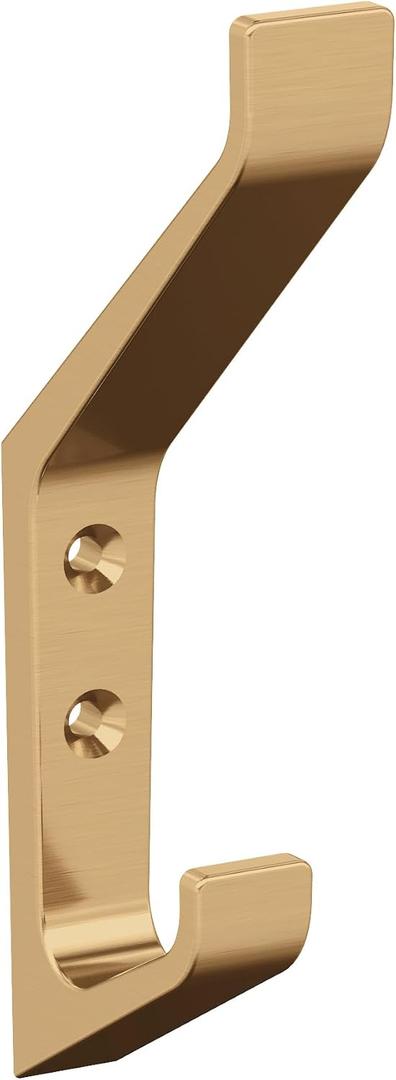 Amerock H37003CZ | Emerge Double Prong Decorative Wall Hook | Champagne Bronze Hook for Coats, Hats, Backpacks, Bags | Hooks for Bathroom, Bedroom, Closet, Entryway, Laundry Room, Office