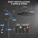 Veken 11.8" Rain Shower Head with Handheld, High Pressure Handheld Shower Heads with Multi Spray Modes, Rainfall Combo with 15" Metal Extension Arm,Detachable Dual Shower, Long 6 ft. Hose,Matte Black