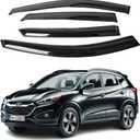 Fits for Hyundai Tucson 2009 2010 2011 2012 2013 2014 Safe Smoke Window Visor Sun Rain Vent Guard Vent Window Visor Side Window Deflector,4 Pcs Tape-on Thickened