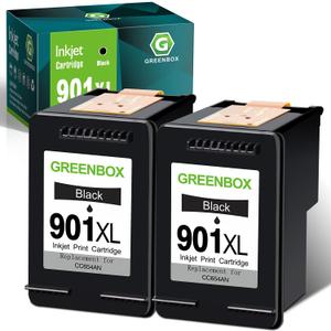 GREENBOX Compatible 901 901XL Black Ink Cartridge Replacement for HP 901XL 901 Ink Cartridges for Officejet 4500 J4680 J4580 J4550 J4550 J4540 J4500 J4680c G510n G510g G510a Printer, 2 Black for 901XL