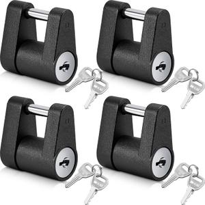 Chumia 4 Pack Trailer Tongue Coupler Lock with Keys, Trailer Hitch Lock, Diameter 1/4 Inch 3/4 Inch Span Tongue Hitch for Tow Boat Rv Truck Car's Coupler, Black