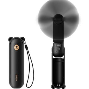 JISULIFE Handheld Mini Fan, 3 IN 1 USB Rechargeable Portable Fan [12-19 Working Hours] with Power Bank, Flashlight, Pocket Design for Travel/Summer/Concerts/Lash, Gifts for Women (Black)