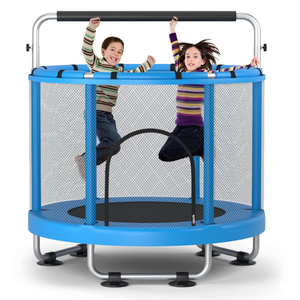 55" Trampoline for Kids with Enclosure, 440lbs Capacity Indoor & Outdoor Toddler Trampoline with Adjustable Gymnastics Bar & Toys, for Boys & Girls
