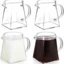 Yarlung Only 3 Pack Small Glass Pitcher, 12 Oz Clear Creamer Pitcher with Handle, Creative Coffee Milk Pitcher Tea Fair Cups for Table Serving, Square Base