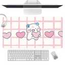 COOMICKEY Pink PU Leather Desk Mat XL Gaming Mouse Pad for Office