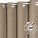 No Hook Shower Curtain, Waffle Weave Thick Fabric Shower Curtain for Bathroom, 258 GSM Luxury Polyester Cloth Bath Curtain with 10 Built in Grommets, 72W x 74H, Beige (72"W x 74"L (Pack of 1))