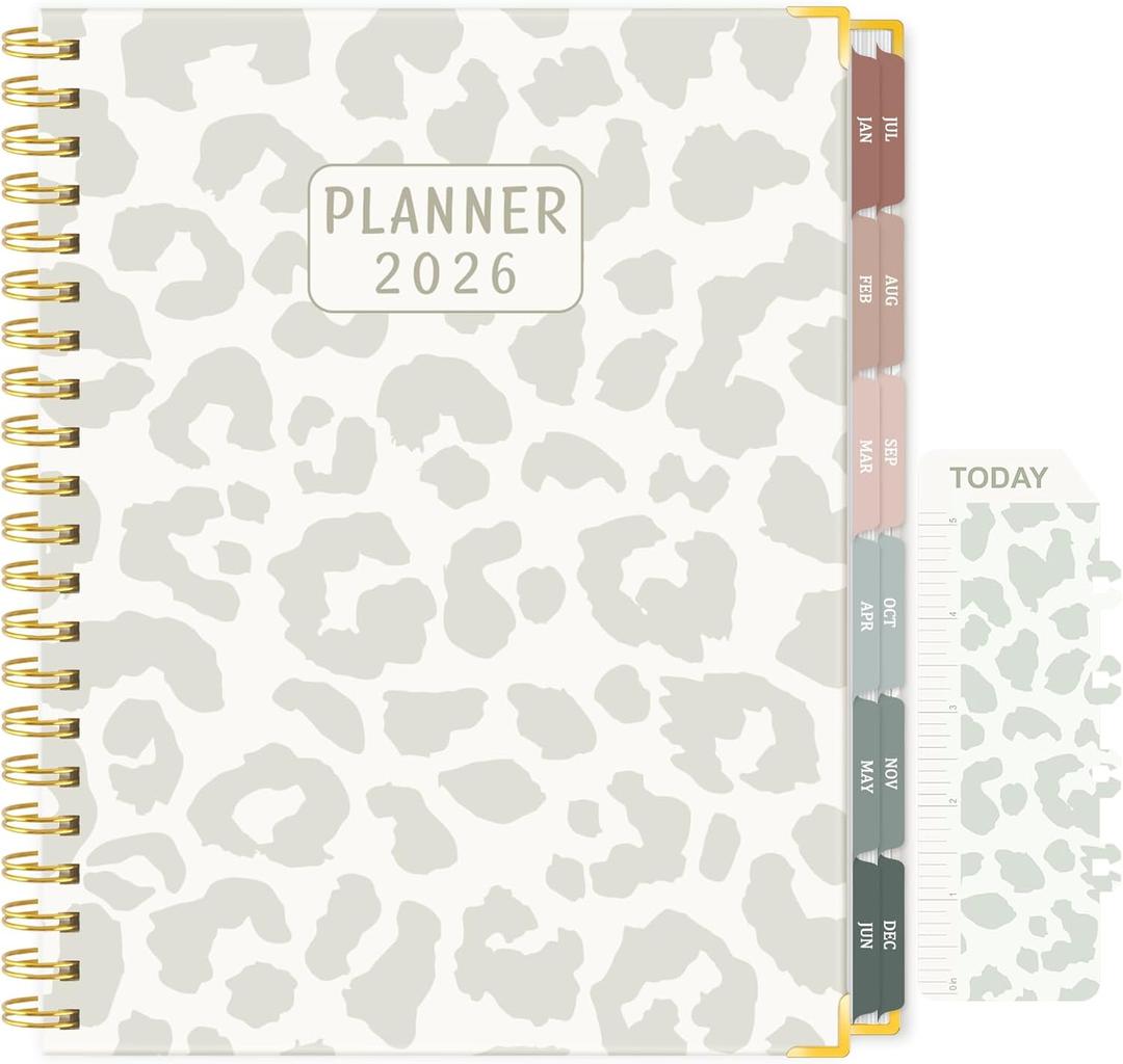 2026 Planner, Large Weekly & Monthly Appointment Book from Jan. 2026 - Dec. 2026, Work Life Daily Hourly Planner with Time Slots, A4 Agenda Organizer for Home School Office, Leopard Print, 8.5" x 11"