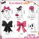 2 x 5 Pcs Pink Black Halloween Table Decor, 5 Styles Cute Wooden Ghosts and Bows Halloween Decorations Indoor, Funny Ghost Tabletop Centerpieces Tiered Tray Decor Signs for Home Office Room