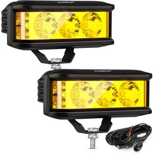 Auxbeam 5inch 68W Amber Fog Light Side Shooter LED Bar with Golden Yellow Spot Flood Combo Beam, Waterproof Offroad Fog Light for UTV ATV Jeep Wrangler Motor Truck Boat