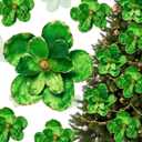 6 Pcs Large Christmas Glitter Flowers Velvet Christmas Magnolia Flowers 10 Inch Large Heads Artificial Poinsettia Picks Stems for Xmas Tree Ornaments Holiday Wedding Party Decor(Green)