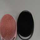 Soft Silicone Body Scrubber 2 PCS Silicone Body Shower, Silicone Loofah 2 in 1 Bath and Shampoo Brush, Body Scrubber Shower Cleaning Exfoliating Use for Sensitive Skin, Lather Well(Black and Pink)