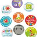 Fun Express Science Party Mini Buttons Set - Fun Science-Themed Party Favors & Classroom Supplies for Kids - Perfect for Science Parties Educational Events and Teacher Rewards - 1.5" Size -48 Pieces