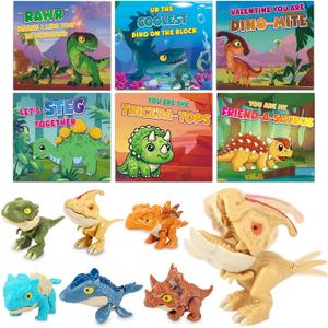 24 Pack Valentines Day Cards for Kids with Dinosaur Toys, Valentines Cards for Kids School Classroom Bulk Valentines Gifts Exchange, Valentines Day Dinosaur Toys for Kids Girls