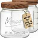 Kitchentoolz Large Mason Jars with Lids 64 oz Mason Jars Wide Mouth, 1/2 Gallon Glass Jar with Lid for Pantry Storage, Canning, Flour, Dry Goods 2 Pack