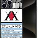 Hunter HxH License Anime Glossy Glass Phone Case for iPhone 14 Pro Max, Cool Manga Art Silicone Black Frame Protective Cover (HOS#678)