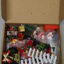 39pcs Red Christmas Elf Fairy Door Decorations Sets Miniature Figures Wooden Doors Santa Claus Snowman Kit for Xmas Mini Dollhouse Accessories House Room Wall Decor