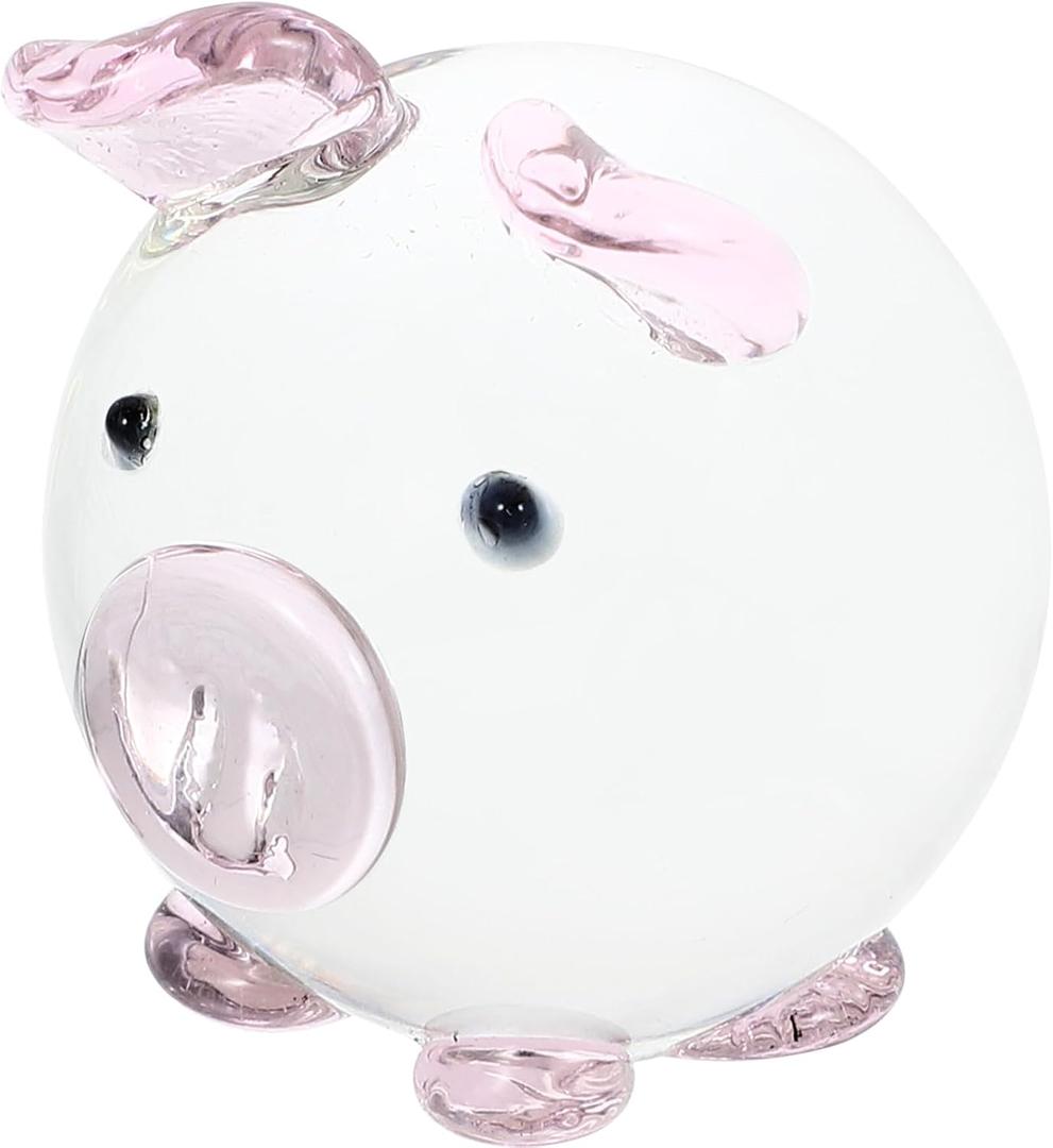 Veemoon Miniature Glass Figurines, Crystal Piggy Ornament Pig Miniature Figurines Animals Hand Painted Blown Glass Art Collectible Decorate