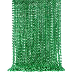 48 Pack 33 Inch Green Mardi Gras Plastic Beads Necklaces - Party Favors for Parade Throws, Festival Decorations, Wedding, Birthday Celebrations & Costume Dress Up