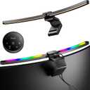 Quntis Curved Monitor Light Bar 15 RGB Backlight for 34"+ Screens, Computer Bar Lights Fold Dual Light with Color Temperature Brightness Stepless Dimming, No Glare Desk Lamp for Home Office Gaming