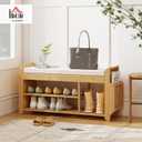 HOMCOM Shoe Bench, Entryway Bench, 2-Tier, 39.4", Natural and Cream, 39.4" W x 11.8" D x 19.7" H