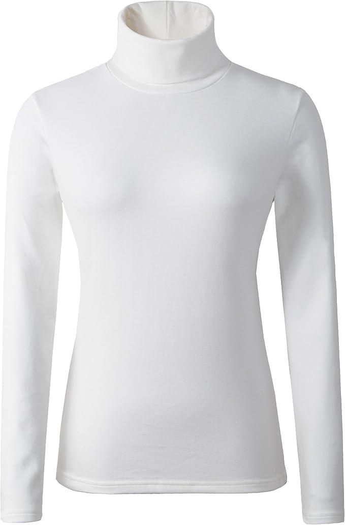 Cotton Women's Turtleneck Long Sleeve Tops Thermal Underwear Base Layer Fall Winter Shirts Sweater, Medium