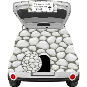 Christian Halloween Trunk or Treat Car Decorations Kit Fabric Jesus Empty Tomb with Grave Could Not Hold The King Banner Religious Car Trunk or Treat Decoration for Cars, Garage Door
