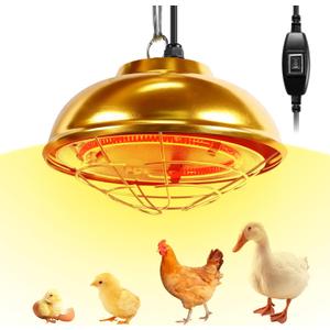 Heat Lamp for Chickens Coop Heater,350W Chick Brooder Heater for Chicks Poultry Coop,Small Pets Heating Warmer Lamp for Winter Indoor/Outdoor Ducks Rabbit Dogs W/ 2 Adjustable Temp(350W/180W)