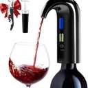 Fathers Day Gift|World Cup Viewing Party Supplies, Wine Aerator Electric Wine Decanter, Automatic Wine Dispenser Pourer with USB Rechargeable, Gift for Women,Men,Wine&Whiskey Lovers,Birthday (Black)