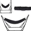 2 in 1 Hammock with Stand - Portable Hammock & Swing Chair, No Tools Assembly, with Carry Bag, Indoor Outdoor for Patio, Garden, Camping, Apartment (Black)