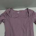 SUUKSESS Women Square Neck Long Sleeve Bodysuit Sexy Thong Bodysuit Shirts, Size XL (Taro Purple)