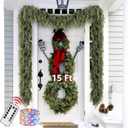 Cedar Christmas Garland with Lights for Mantle - Decorations 15ft Realistic Lighted Faux Pine Garlands for Xmas Home Decoration Indoor Stairs Railing Fireplace Outdoor 15 ft Prelit Garland Door Decor