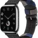 2 x VUTOT Compatible with Apple Watch Band 38mm 40mm 41mm 42mm 44mm 45mm 49mm for Women Men, Soft Braided Polyamide Yarn Wristband Adjustable Sport Strap for iWatch Series 9 Ultra SE 8 7 6 5 4 3 2 1 (Black)